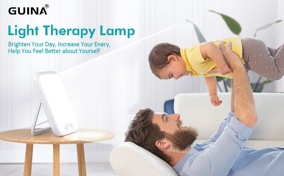Light Therapy Lamp, Ultra-Thin UV-Free 10000 Lux Therapy Light, Touch Control with Stepless Brightness Levels and 4 Timer Function, Memory Function, 90°Rotatable Stand for a Happy Life White - Light Therapy Lamp