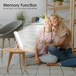 Light Therapy Lamp, Ultra-Thin UV-Free 10000 Lux Therapy Light, Touch Control with Stepless Brightness Levels and 4 Timer Function, Memory Function, 90°Rotatable Stand for a Happy Life White - Memory Function therapy light