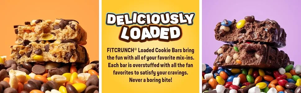 FITCRUNCH Loaded Cookie Protein Bar, High Protein, Gluten Free, Protein Snack (Peanut Butter Blast, 12 Count) Peanut Butter Blast 12 Count (Pack of 1) - product information 2