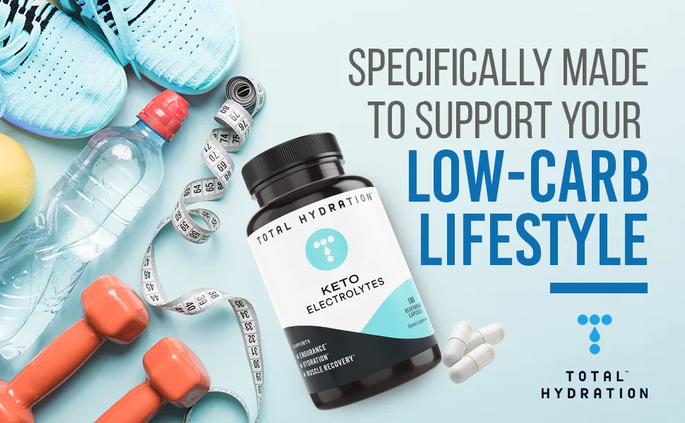 Total Hydration Keto Electrolyte (100ct) Electrolyte Pills for Endurance, Hydration, Rejuvenation, Vegan-Friendly Electrolyte with Magnesium, Calcium, Sodium, Potassium, Chloride - keto electrolytes keto lifestyle hydration brand low carb diet
