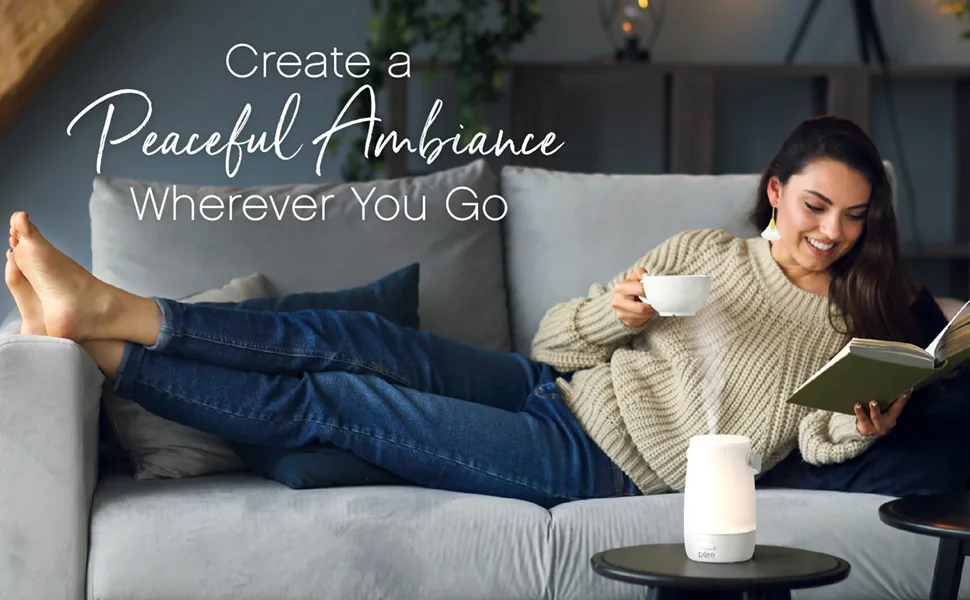 Pure Enrichment® PureSpa™ Zen Cordless Essential Oil Diffuser & Light - Portable Travel-Friendly Aroma Diffuser Lasts 7.5 Hrs, Optional Mood Light, 2 Mist Settings, Optional Timer, & Auto Shut-Off - PureSpa Zen Cordless Aroma Diffuser & Light