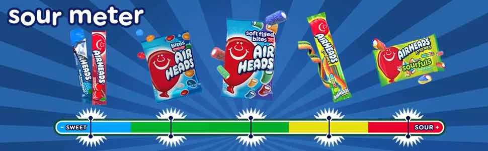 Airheads Candy Xtremes Bites Sweetly Sour Rainbow Berry - 6 Oz - Pack of 12 - sour meter