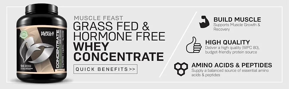 Muscle Feast Grass-Fed Whey Protein Concentrate Powder, All Natural Hormone Free Pasture Raised, Chocolate, 5lb - WHEY CONCENTRATE