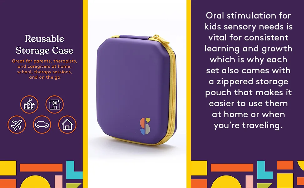 Special Supplies Buzz Buddy Oral Stimulation kit with 6 Soft Textured Interchangeable Heads, Calm Sensory Needs, Support Speech, and Stimulate Self Feeding, Gentle Vibrations - Oral Stimulator Kit