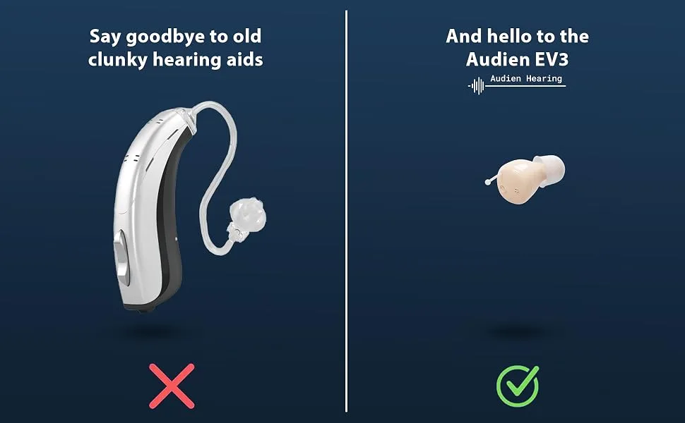 Audien Hearing EV3 Rechargeable Hearing Amplifier to Aid and Assist Hearing, Rechargeable and Nearly Invisible - audien