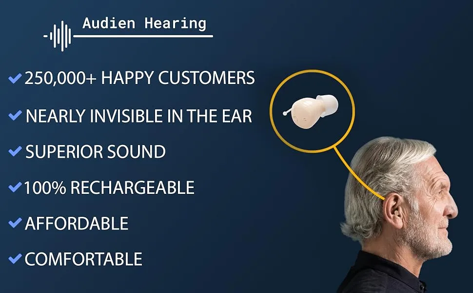 Audien Hearing EV3 Rechargeable Hearing Amplifier to Aid and Assist Hearing, Rechargeable and Nearly Invisible - product information 3