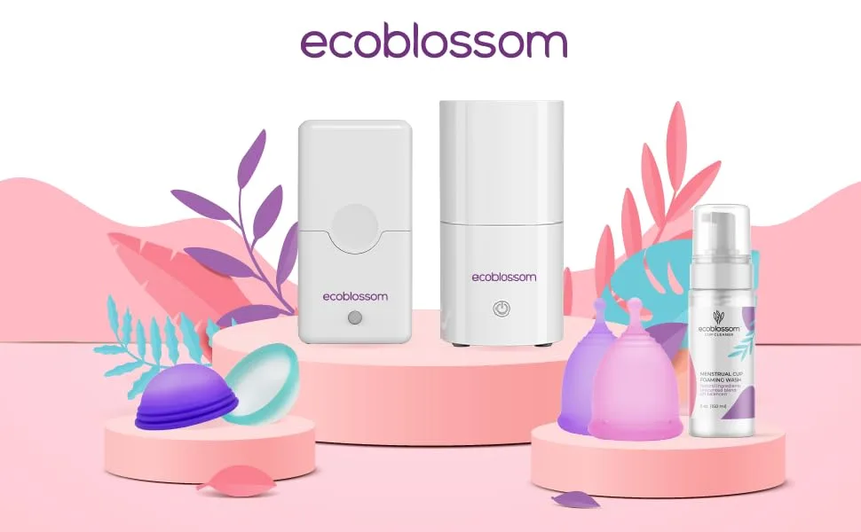 Ecoblossom Menstrual Cup Cleaner - Unscented Foaming Sterilizer Wash for Silicone Period discs - Wipes Clean, Organic Ingredients, Natural, pH-Balanced - 5oz - Ecoblossom Reusable Menstrual Disc - Menstrual Cup - Soft Period Disc for Women Designed