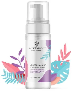 Ecoblossom Menstrual Cup Cleaner - Unscented Foaming Sterilizer Wash for Silicone Period discs - Wipes Clean, Organic Ingredients, Natural, pH-Balanced - 5oz - menstrual cup wash menstrual cup cleaner for disc