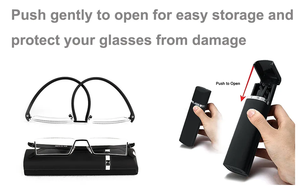 2 Pack Half Frame Reading Glasses for Men and Women Lightweight Computer Readers with Portable Case 2.25 (2 Pairs,black) 2.25 x - push gently to open