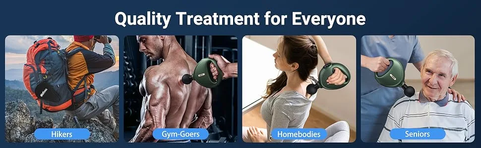 Bitfinic Mini Massage Gun Portable Deep Tissue Percussion Muscle Back Massager for Pain Relief with 4 Massage Heads 4 Speed High-Intensity Green - PCA003