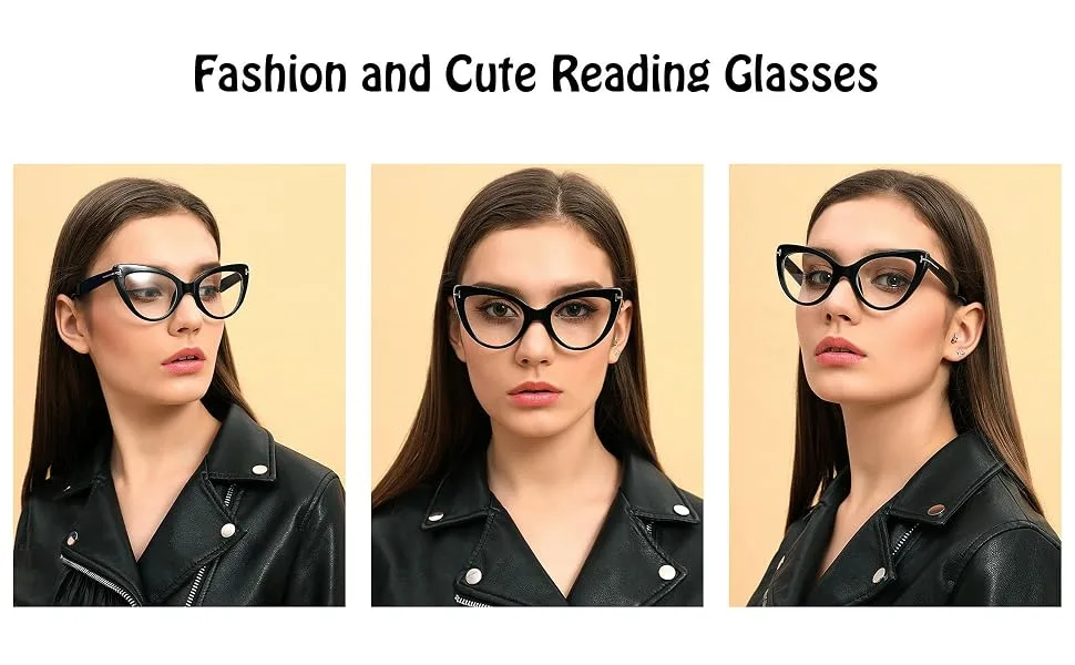 Womens Cute Oversized CatEye Blue Light Blocking Reading Glasses Big Eyeglass Frames Large lens Computer Readers Blue Light-black 2.25 x - product information 2