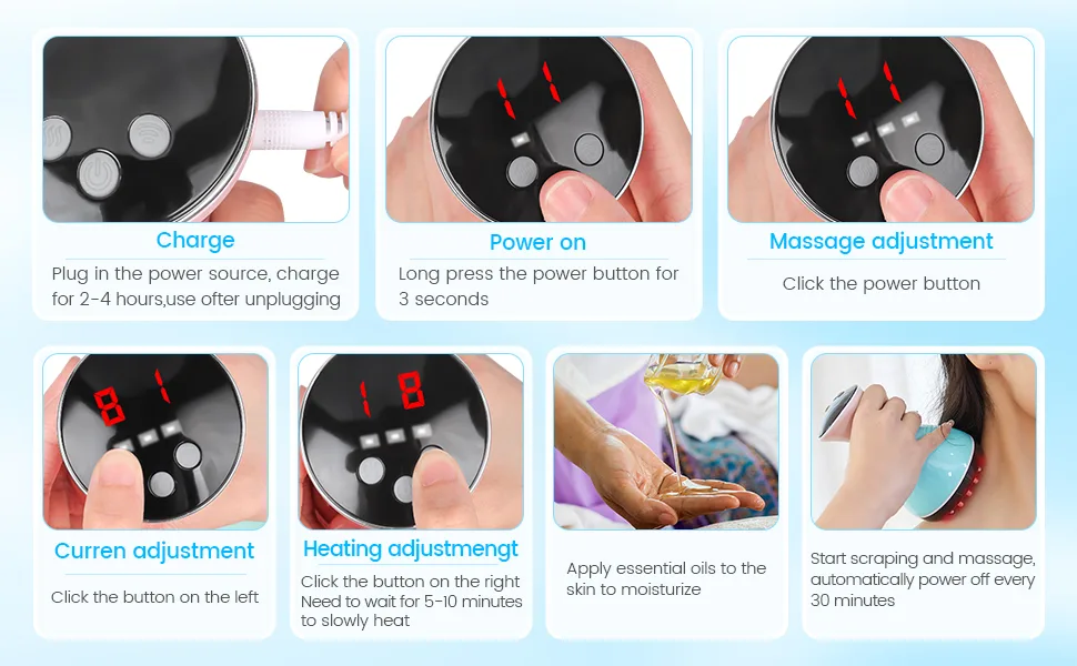 Scienlodic Electronic Micro-Current Dry Brush for Cellulite Lymphatic Massage, Heating Vibration Lymphatic Handheld Lymphatic Massager Basic - cellulite remover massager electronic gua sha dry brush body massage tool lymphatic drainage