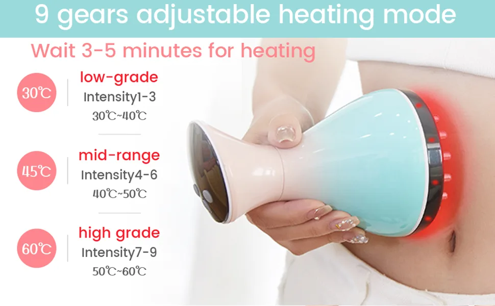 Scienlodic Electronic Micro-Current Dry Brush for Cellulite Lymphatic Massage, Heating Vibration Lymphatic Handheld Lymphatic Massager Basic - electronic dry brushing cellulite massager tool lymphatic drainage gua sha heating massage scraping
