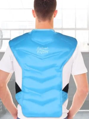Relief Expert Large Full Back and Shoulder Rotator Cuff Ice Pack Wrap with Straps, Cold Packs for Injuries Reusable Gel, Cold Compression for Entire Back and Shoulders Pain Relief - Soft Plush Lining - Full Back ice pack wrap