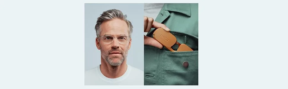 Nooz Optics Reading Glasses - Square Shape - Magnifying Readers for Men and Women - Dino Model Essential Collection +1.5 Crystal - RichContent_1