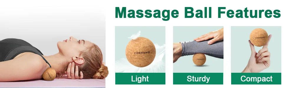 Cork Massage Ball, COENGWO Deep Tissue Muscle Tension Therapy Ball for Trigger Point Therapy, Muscle Soreness, Yoga Therapy, 3 Inch 3'' - massage ball set