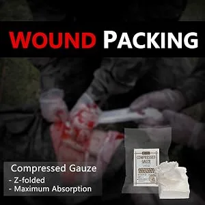 RHINO RESCUE Tactical Trauma Kit Emergency First Aid Stop The Bleed IFAK Refill Supplies Combat Wound Care Dressing Pack - compressed gauze