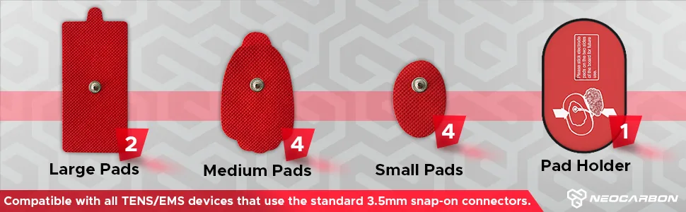 Reusable Electrode Pads for TENS EMS Unit, 10 Replacement Premium Pads and 1 Plastic Holder - electrode pad replacement sciatica dual chanel ems butt muscle stimulator ab abdominal tens unit