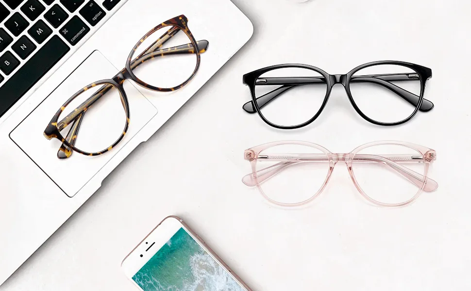 Blue Light Blocking Glasses for Women Round Non-prescription Glasses Frame Clear Lens Fake Glasses 2 Pack Black+clear1 - blue light glasses for women computer glasses non prescription glasses frame fake glasses frame