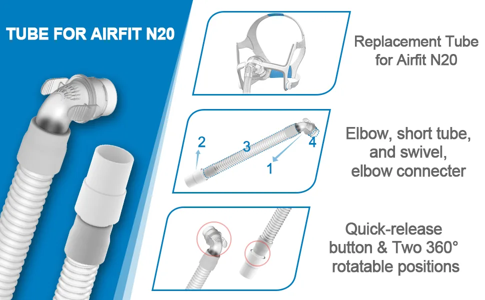 2 Packs Replacement Tube Assembly for N20, Include Tubing & Elbow & Swivel, Replacement Tubing for N20, Avoid Leakage and Reduce Noise. - product information 4