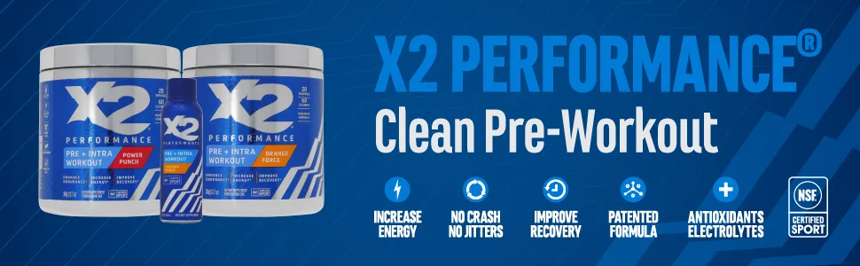 X2 Performance Clean Pre Workout & Intra Workout Powder for Men & Women, NSF Certified for Sport, Orange Force, 12.77 oz, 20 Servings - product information 3