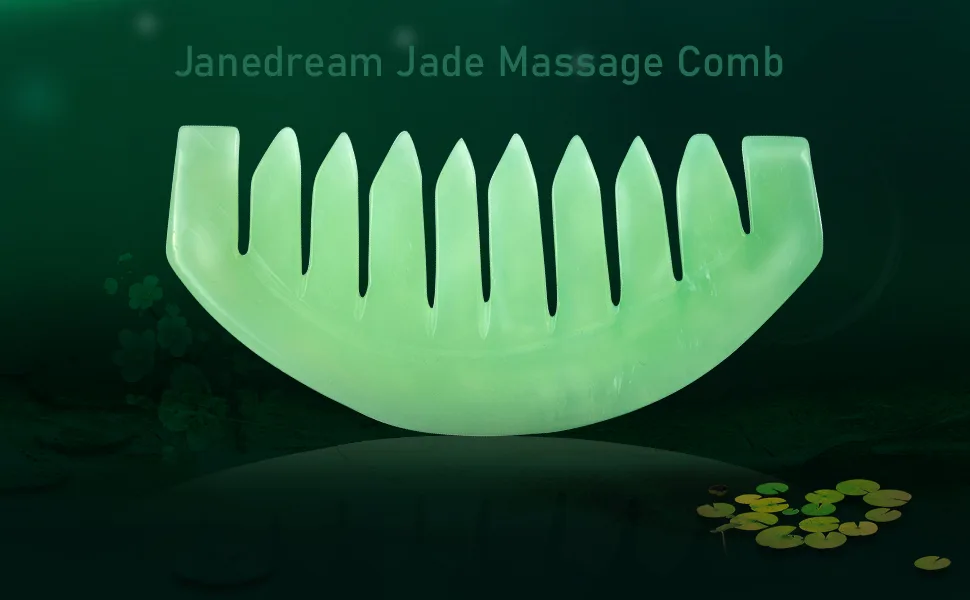 Janedream Jade Stone Massage Comb Traditional Natural Jade Massager Acupuncture Head Therapy Trigger Point Treatment 1 - product information 1