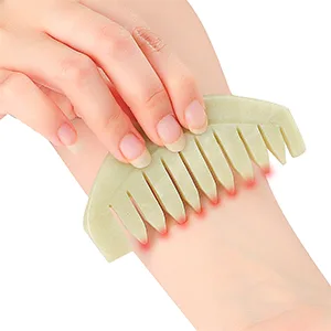 Janedream Jade Stone Massage Comb Traditional Natural Jade Massager Acupuncture Head Therapy Trigger Point Treatment 1 - product information 6