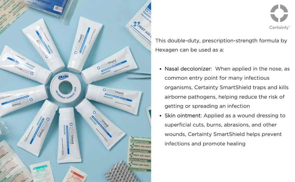 Certainty SmartShield Antimicrobial Ointment for Nasal Antiseptic, Nasal Sanitizer & Wound Dressing, CNCAM, 30G Unscented 1 Ounce (Pack of 1) - Prescription-strength formula