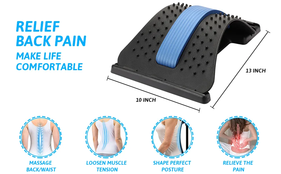 Walkfairy Back Stretcher for Pain Relief, Spine Deck with 3 Adjustable Setting, Back Pain Relief Back Cracker for Spinal Decompression for Bed & Chair, Blue - back cracker back stretcher spine board back cracking device back popper spine deck spine stretcher