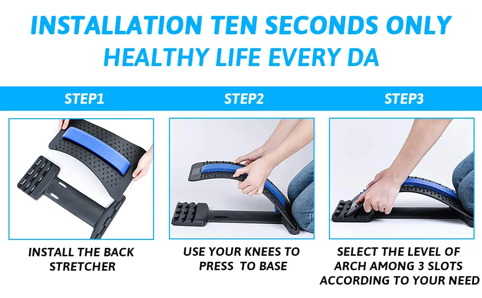 Walkfairy Back Stretcher for Pain Relief, Spine Deck with 3 Adjustable Setting, Back Pain Relief Back Cracker for Spinal Decompression for Bed & Chair, Blue - back cracker back stretcher spine board back cracking device back popper spine deck spine stretcher