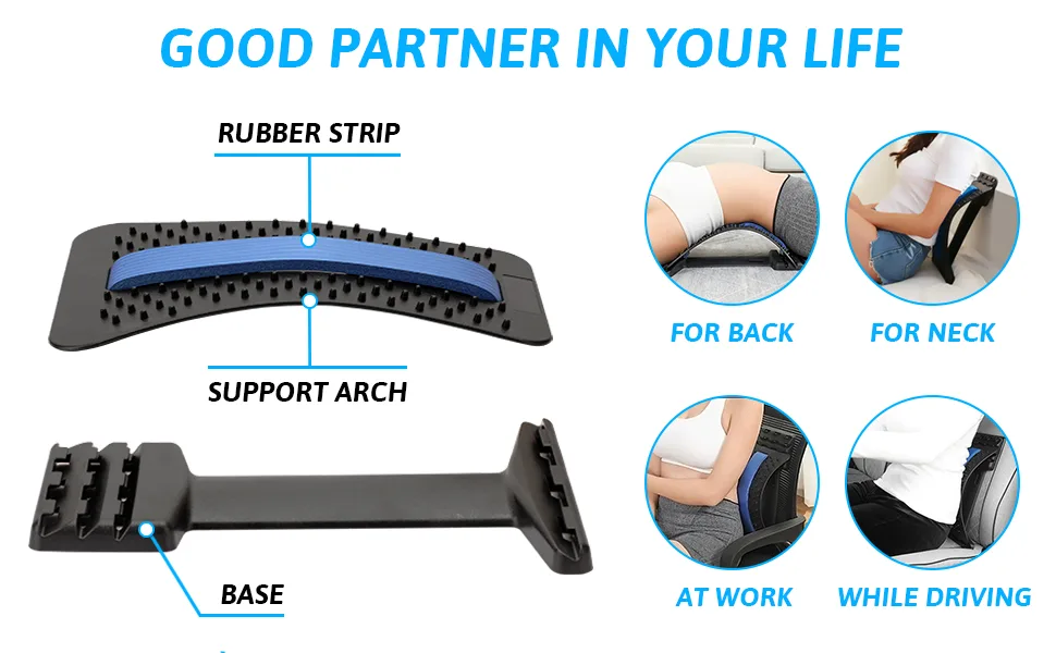 Walkfairy Back Stretcher for Pain Relief, Spine Deck with 3 Adjustable Setting, Back Pain Relief Back Cracker for Spinal Decompression for Bed & Chair, Blue - back cracker back stretcher spine board back cracking device back popper spine deck spine stretcher