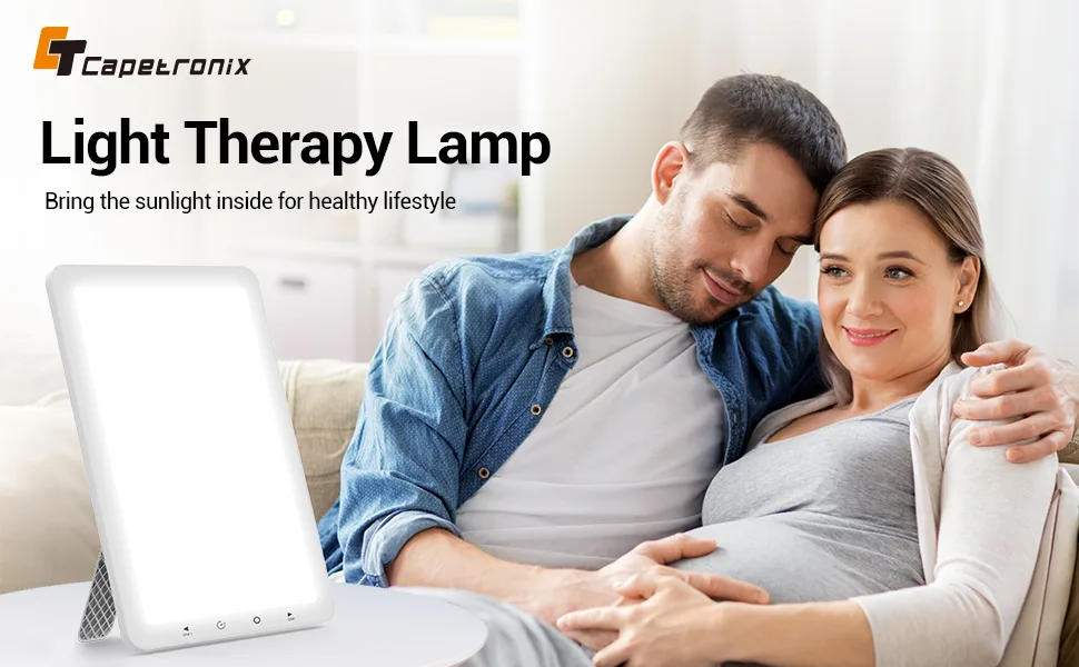 Sun Light Therapy Lamp, CT CAPETRONIX LED Bright Therapy Light with Timer Function 10000 Lux Compact Design Sunlight Lamp, Happy Mood Light with Memory Function for Office/Desk/Home/Sleep… - sad light
