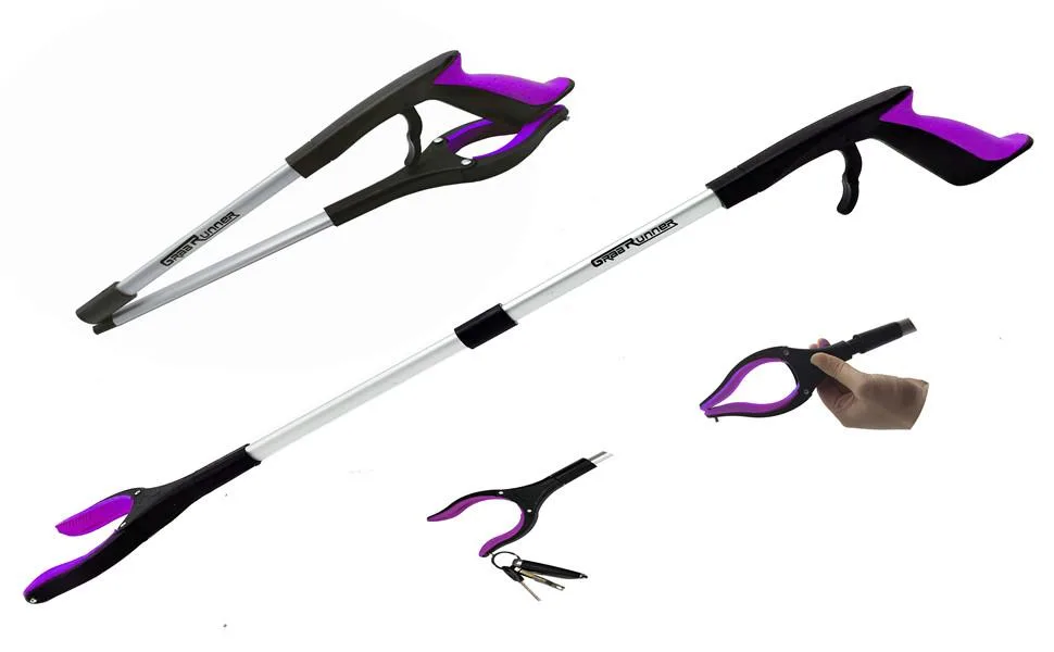 2- Pack 32 inch GrabRunner Folding Reacher Grabber Tool with Magnetic(Pink/Pink) - B08ZJ9YMKZ