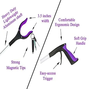 2- Pack 32 inch GrabRunner Folding Reacher Grabber Tool with Magnetic(Pink/Pink) - B08ZJ9YMKZ