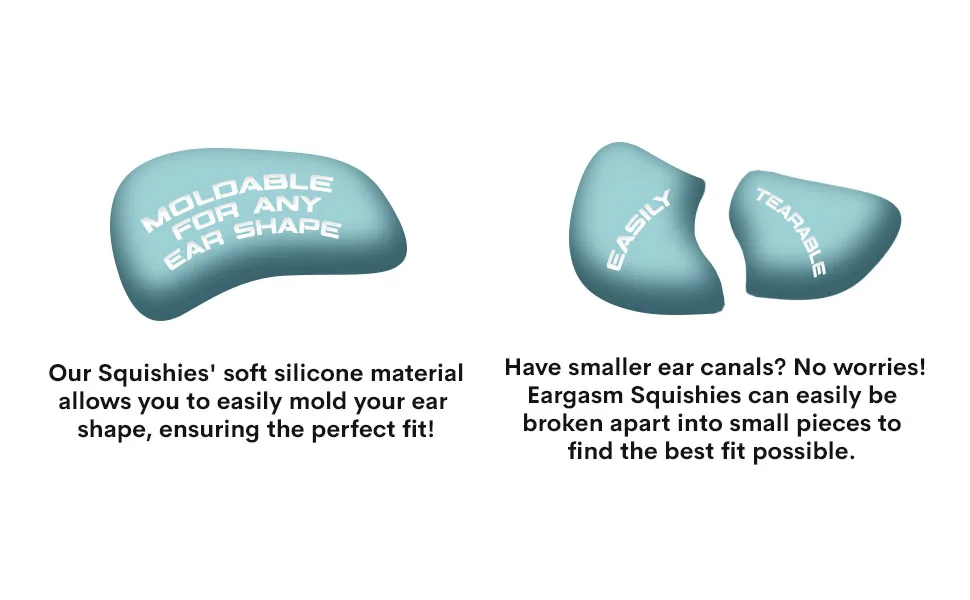 Eargasm Squishies - Moldable Silicone Earplugs for Sleep - Noise Reduction - Noise Cancelling - 8 Pairs - Forms Seal Great for Swimming Sleeping Studying - Eargasm Squishies
