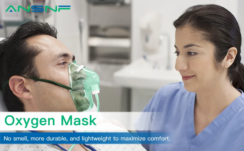 3 Pack Oxygen Mask for Face Adult with 6.6' Tube & Adjustable Elastic Strap - Size S+M+L Size S+M+L-3pack - oxygen mask