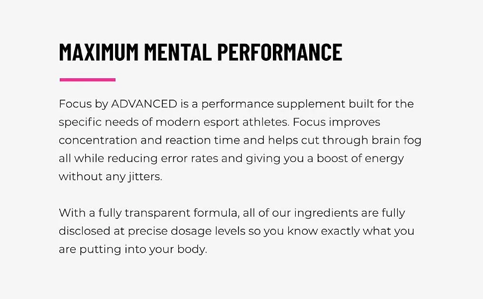Focus by ADVANCED - Fruit's Cherry Limeade - Focus and Concentration Formula with NooLVL - Mental Clarity & Energy Boost for Gaming, Work & Study - Sugar Free & Keto Friendly - (40 Servings) - energy drink gaming supplements supplements for gaming supplements for energy