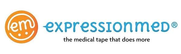 ExpressionMed - Adhesive Patch for Freestyle Libre (5-Pack) - Made in The USA, Waterproof, Split Backing, CGM Tape (Heart Variety Pack) - Expressionmed brand logo for patches Dexcom Libre Omnipod
