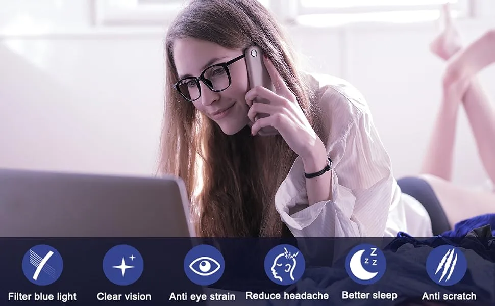 Blue Light Blocking Glasses for Women Men Computer Glasses Non Prescription Glasses Frames Black+grey - blue light blocking glasses women filter computer glasses non prescription fake glasses frame