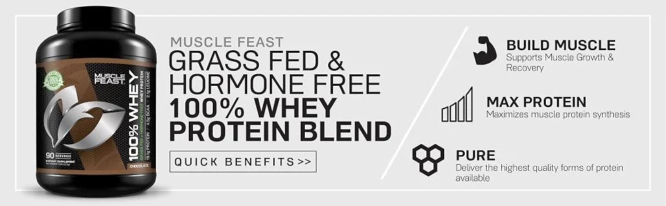 Muscle Feast 100% Grass-Fed Whey Protein, Pastured Raised Hormone Free All Natural, Unflavored, 5lb - 100% WHEY PROTEIN BLEND