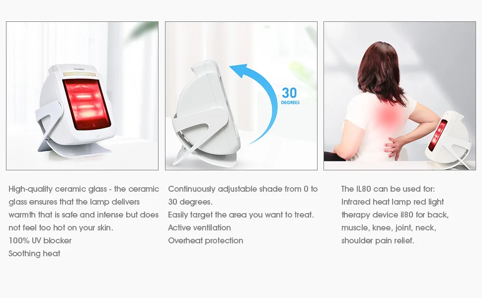 Hangsun Infrared Light Therapy Heating Lamp Red Light Heat Device IL80 for Back, Muscle, Knee, Joint, Neck, Shoulder Pain Relief - product information 4
