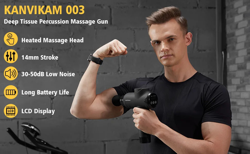 Heated Massage Gun Deep Tissue Include Heat&Cold Head,Adjustable Temperature(35-65? ),20 Speeds,14mm Amplitude Muscle Massager Gun for Gym Home Outdoors Post-Workout Pain Relief Red - product information 2