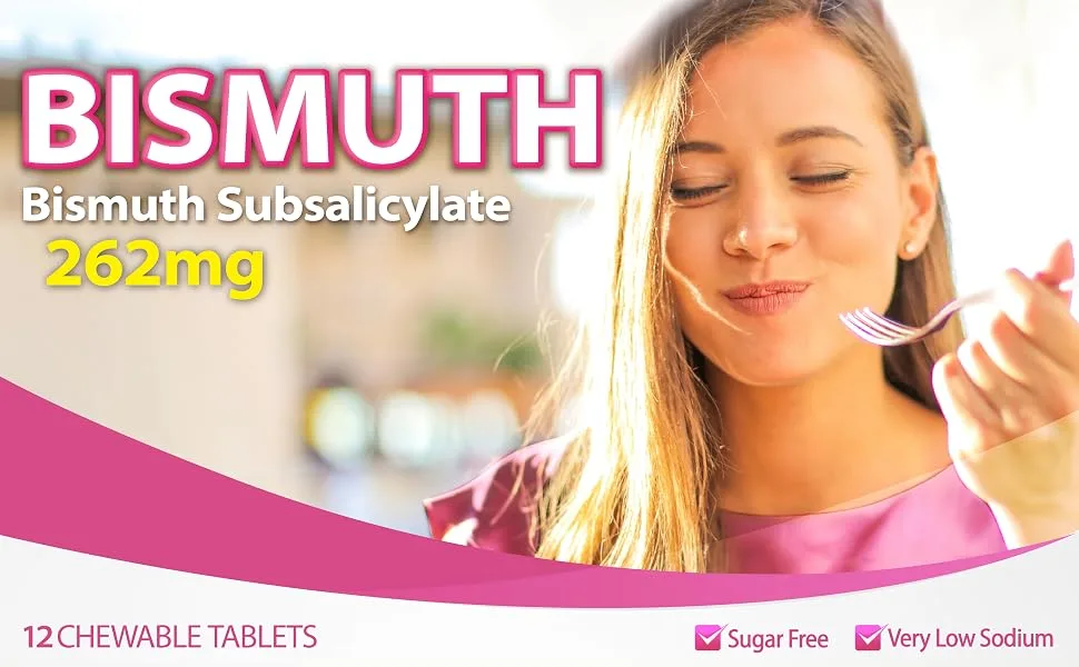 HealthA2Z Bismuth | Bismuth Subsalicylate 262mg | Multi-Symptom Relief | 3 Packs of 12 Chewable Tablets (36 Tablets Total) 12 Count (Pack of 3) - HealthA2Z Bismuth