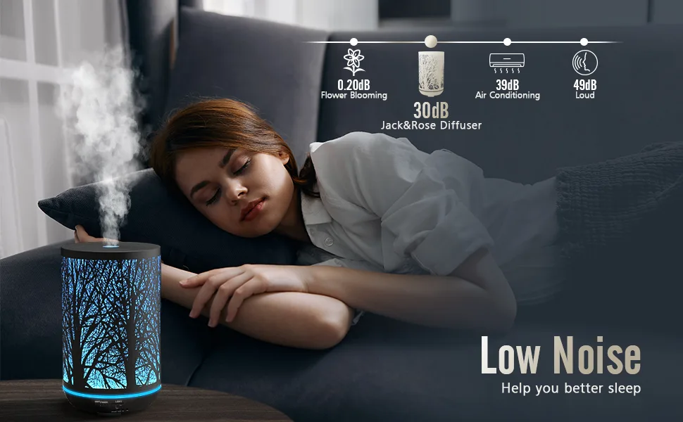 300ML Essential Oil Diffuser, Metal Aromatherapy Diffusers, Diffusers for Essential Oils for Large Room Home - Help you better sleep