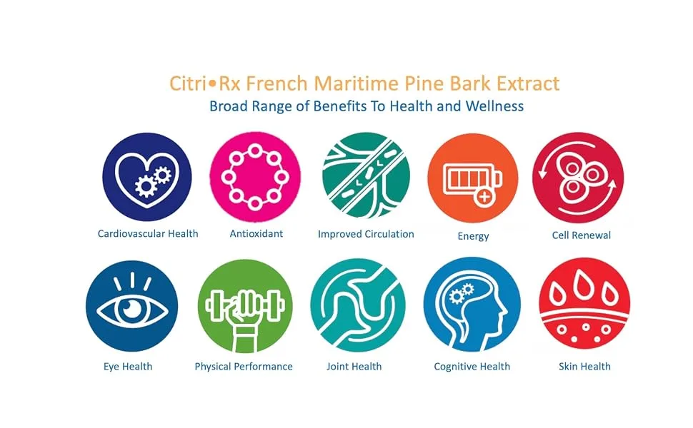 CitriRx French Maritime Pine Bark Extract - Healthy Joint Support and Immune Booster - Whole Herb - Nitric Oxide Support - 150mg, 120 Count - Cardiovascular, circulation, antioxidant, cell renewal, eye, joint, skin, health