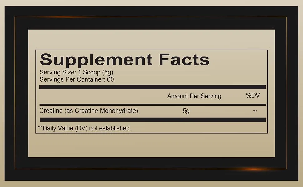 Redcon1 - Creatine Monohydrate - 60 Servings, 5G, Muscle Recovery, Athletic Performance - Supplement Facts
