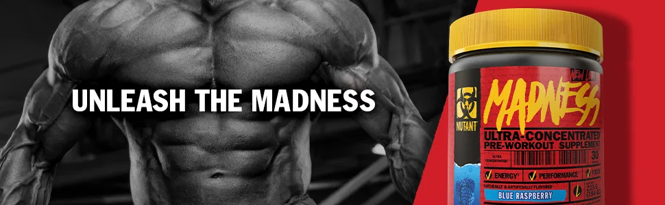 Mutant Madness - Redefines The Pre-Workout Experience and Takes it to a Whole New Extreme Level, Engineered Exclusively for High Intensity Workouts, 225g – Peach Mango - pre-workout supplement gourmet flavors