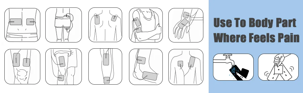 LYINIE TENS Unit Pads 32pcs Reusable Replacement Electrode Patches for Electrotherapy (2"x2" 16pcs, 2"x4" 16pcs) - product information 4