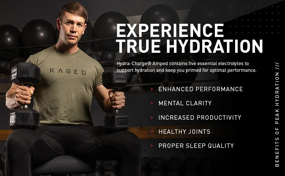 Electrolytes, Kaged Muscle Hydra-Charge Amped Electrolyte Powder Packet, Hydration Electrolyte Powder, Pre Workout, Post Workout, Intra Workout, Watermelon (Caffeinated), 20 Individual Servings Watermelon (Caffeinated) 20 … - Amped