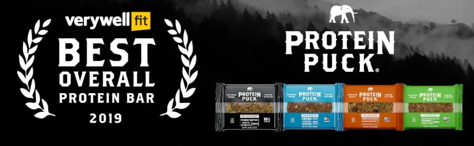 Protein Puck 3 Flavor Protein Bar Variety Pack (6 Peanut Butter, 5 Almond Butter, 5 Sunflower Butter) - Best Overall Protein Bar 2019
